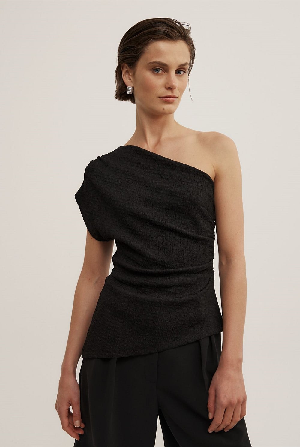 One Shoulder Textured Top