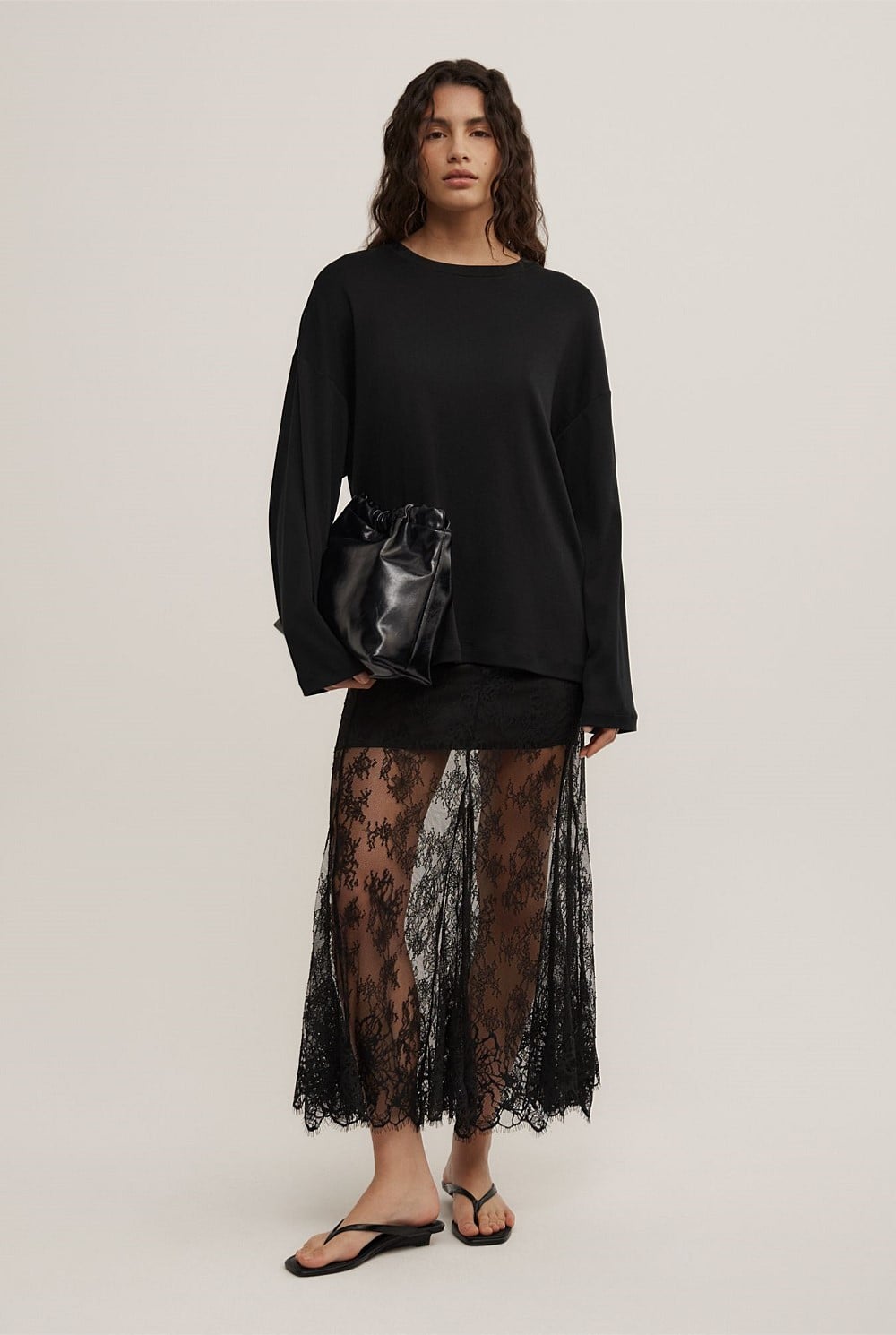 Lace Panel Maxi Skirt