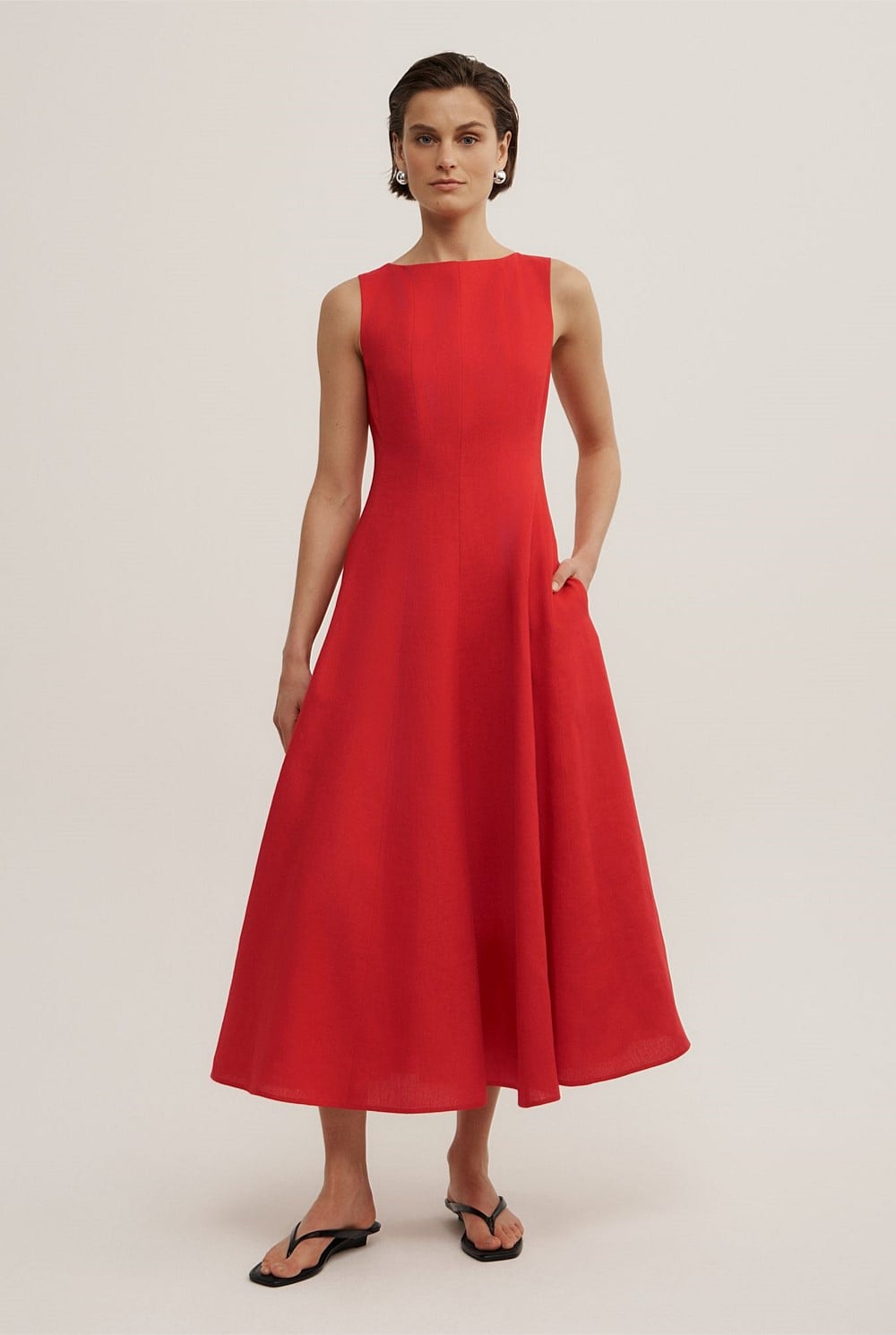 Linen Panel Midi Dress