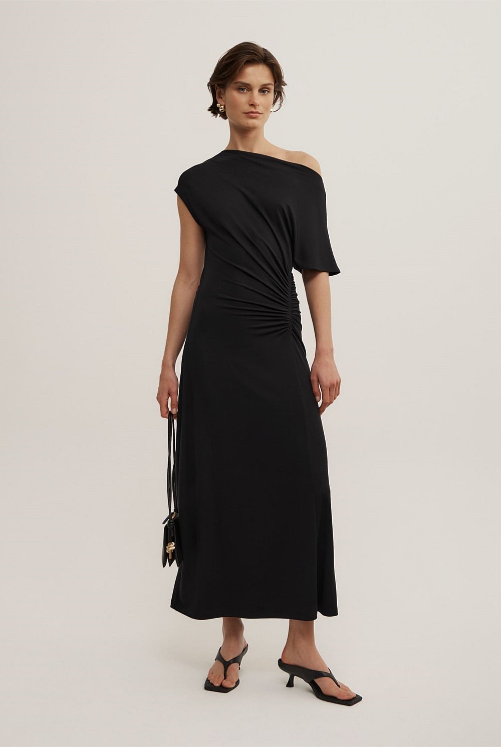 Drape Asymmetric Jersey Dress