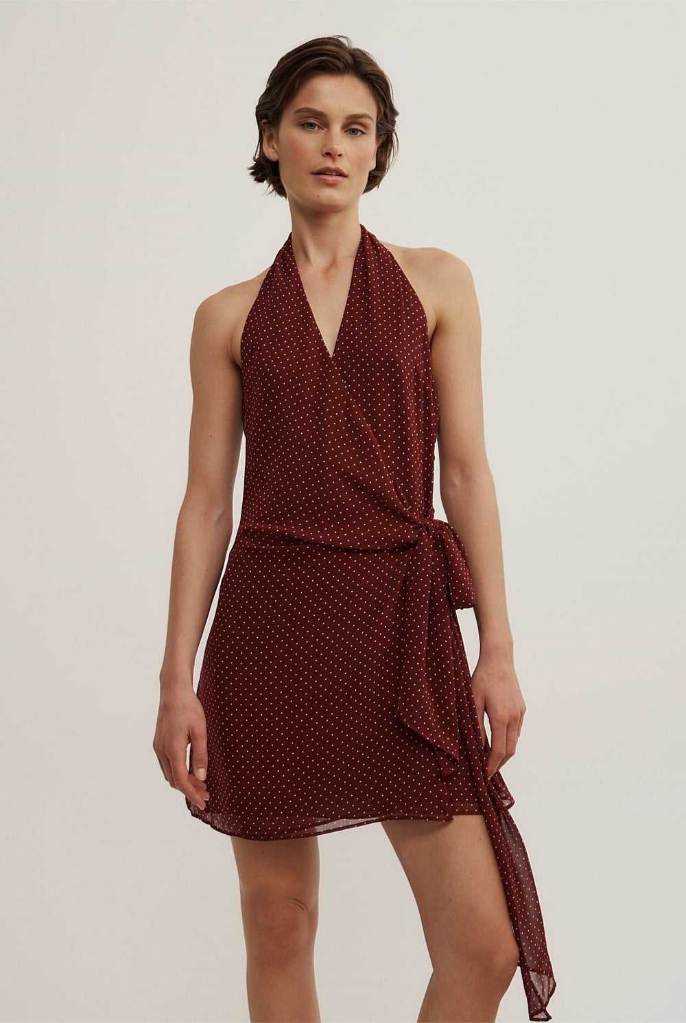 Wrap Halter Mini Dress