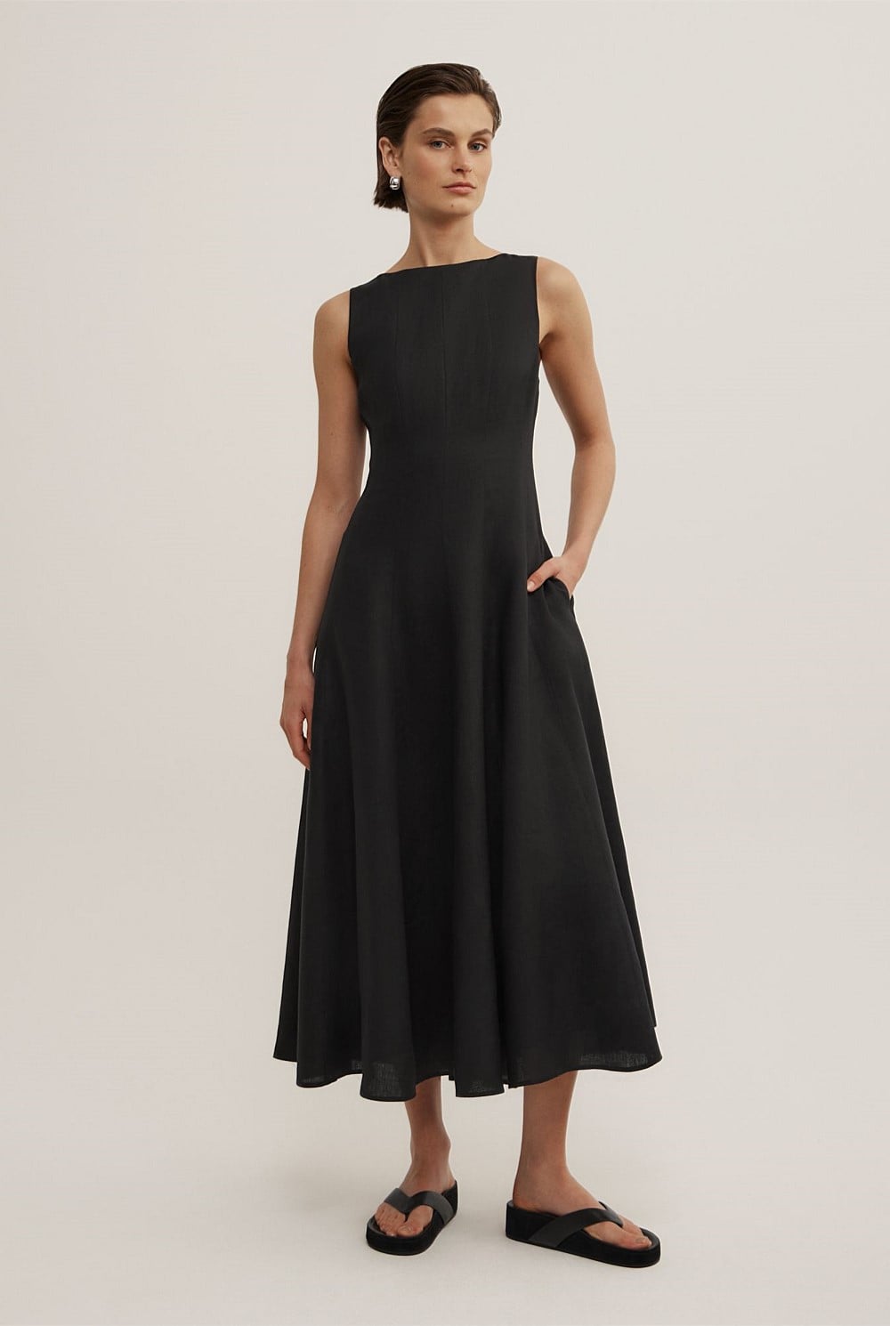 Linen Panel Midi Dress