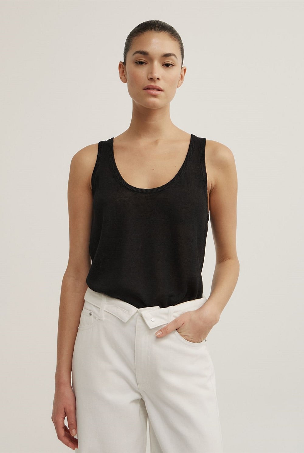 Linen Scoop Knit Tank