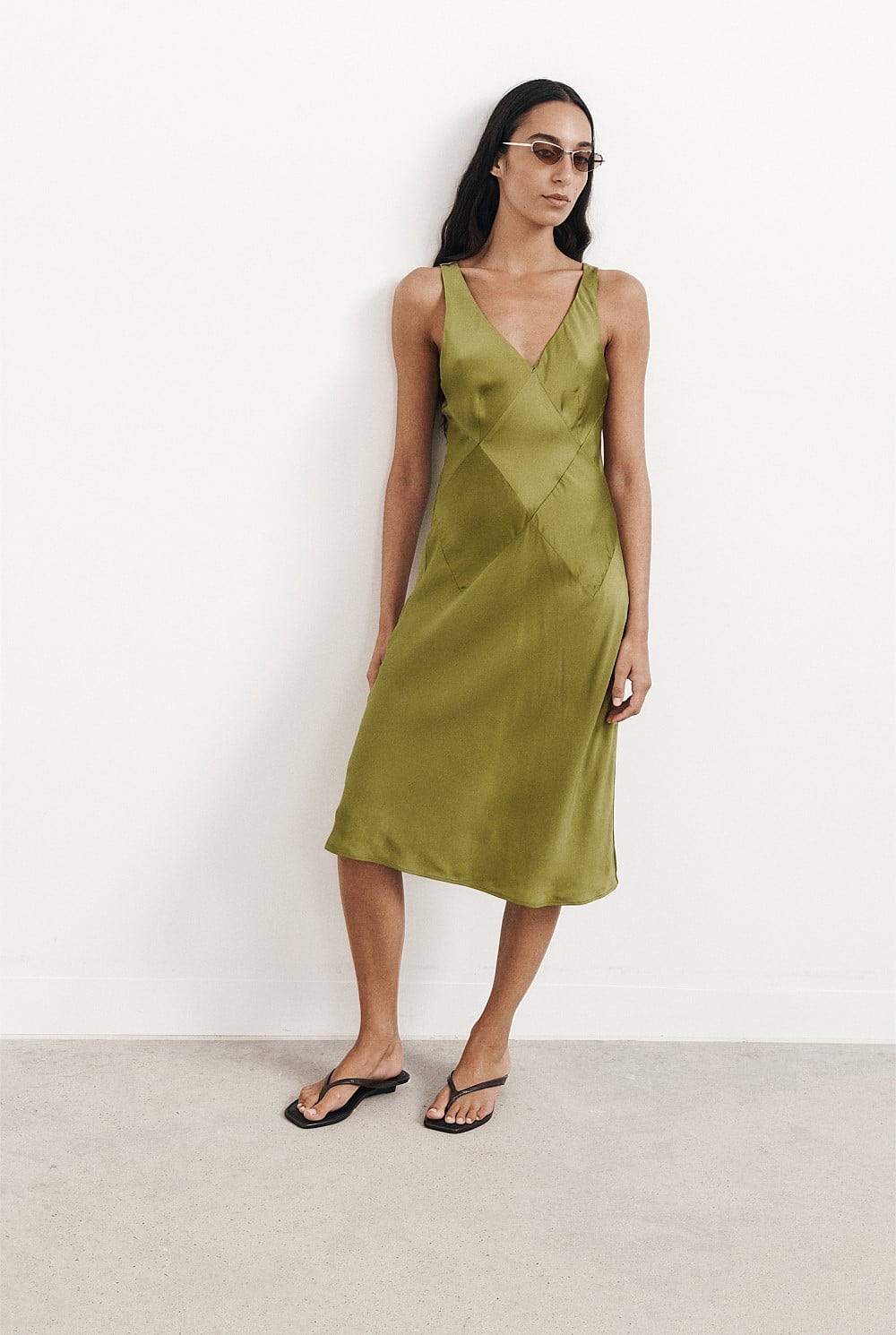Seam Detail Slip Midi Dress