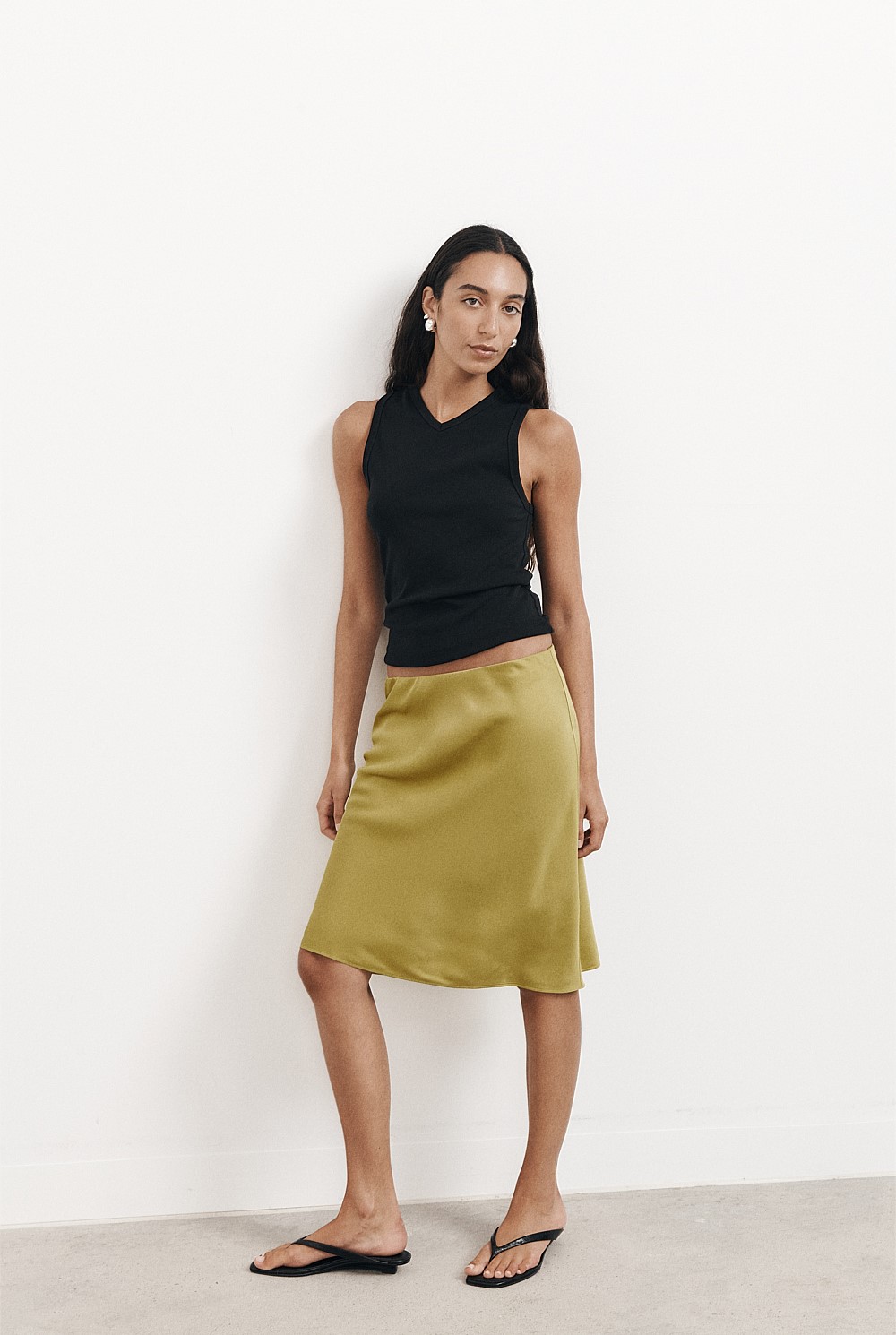 Satin Midi Skirt