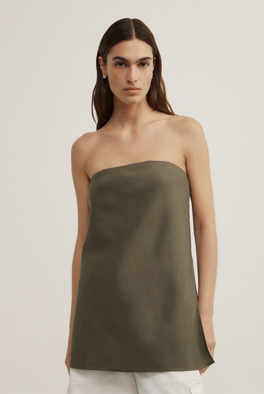 Linen Strapless Top