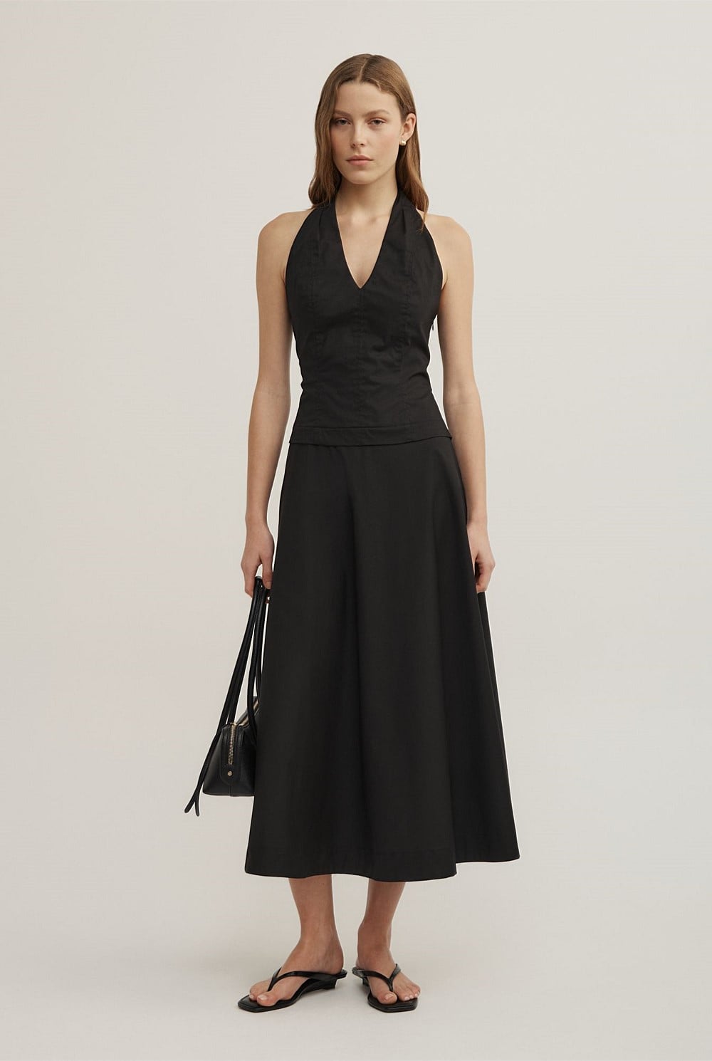 Halter Panel Midi Dress