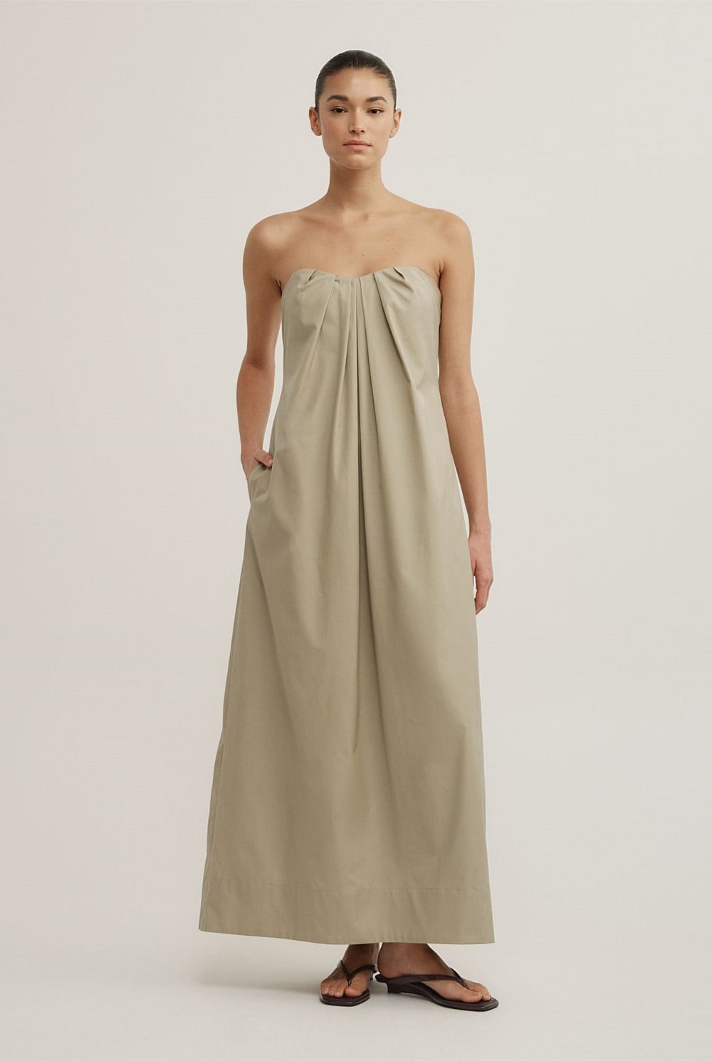 Gathered Bandeau Midi Dress