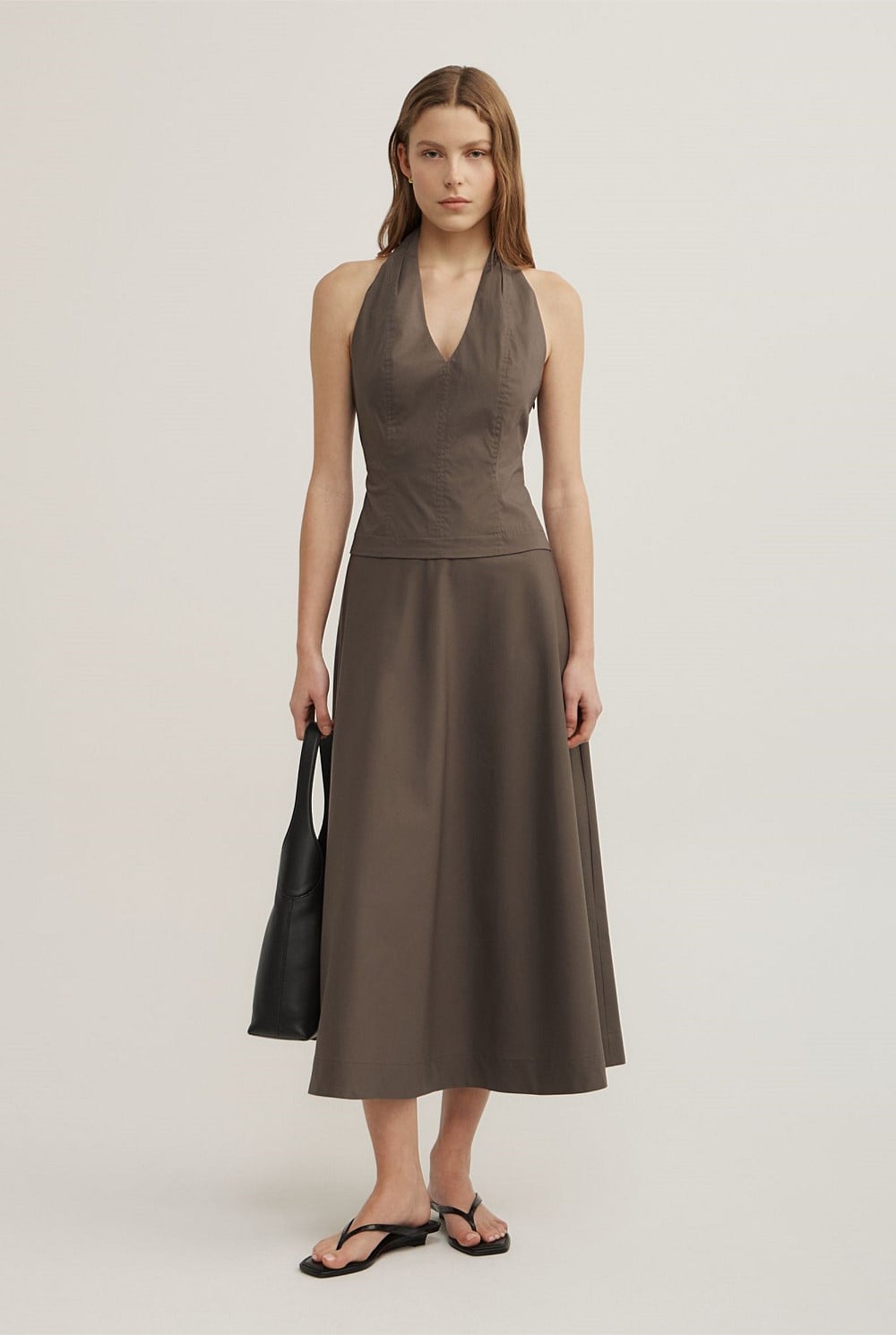 Halter Panel Midi Dress