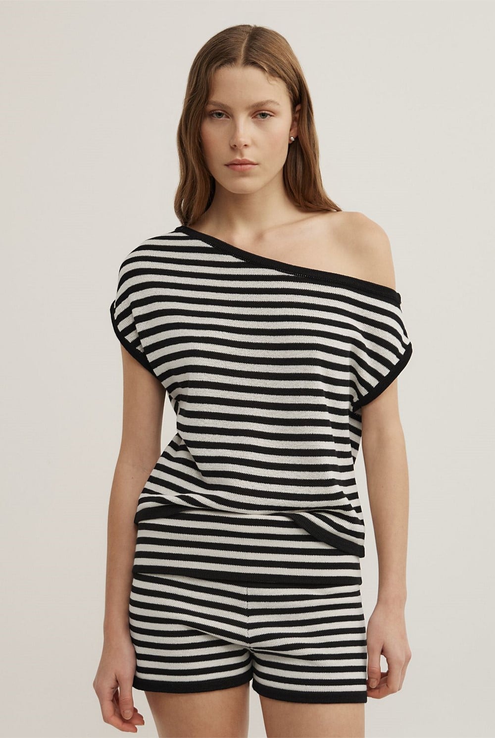 Asymmetric Slouch Short Sleeve Knit