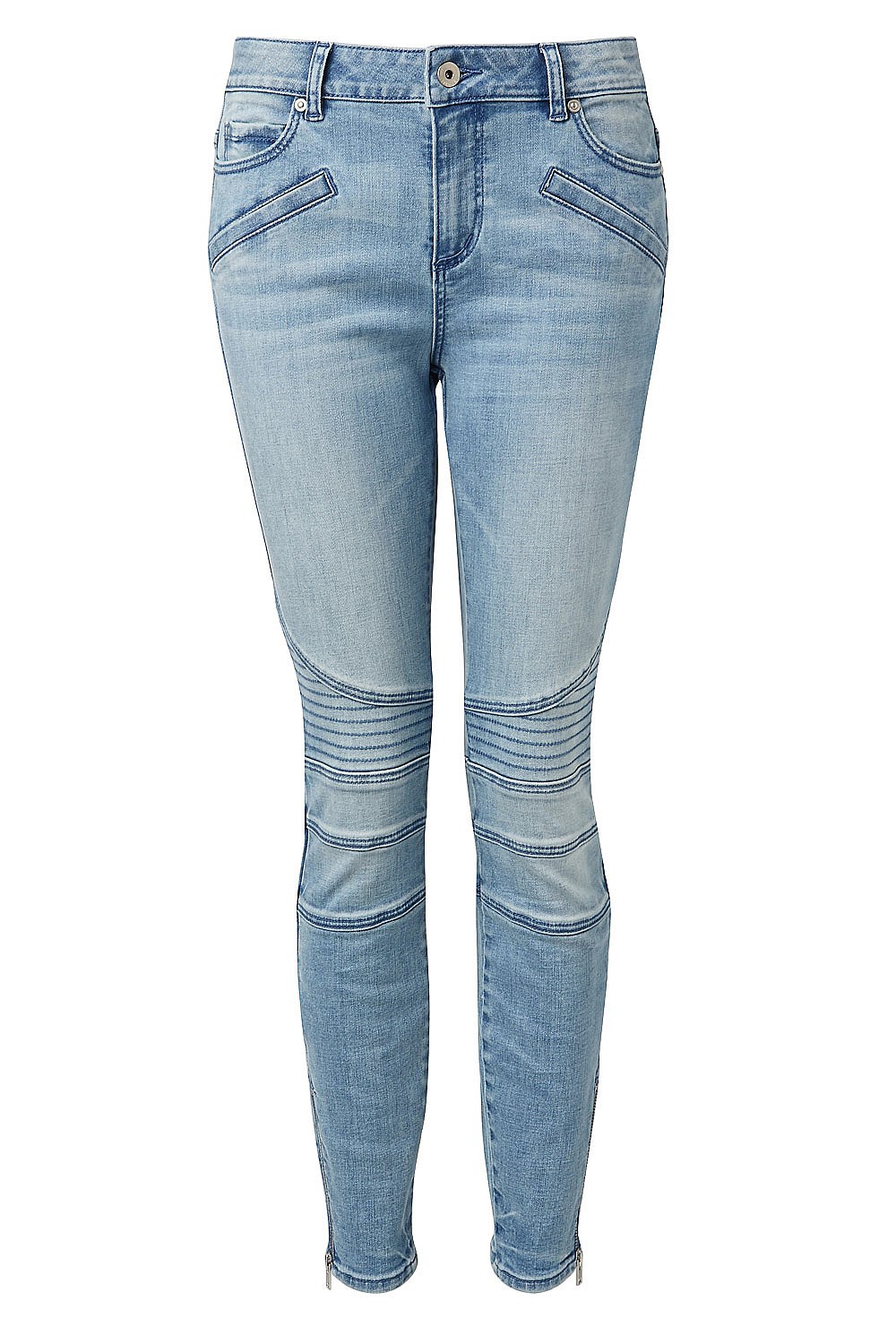 7/8 Mid Blue Biker Jean