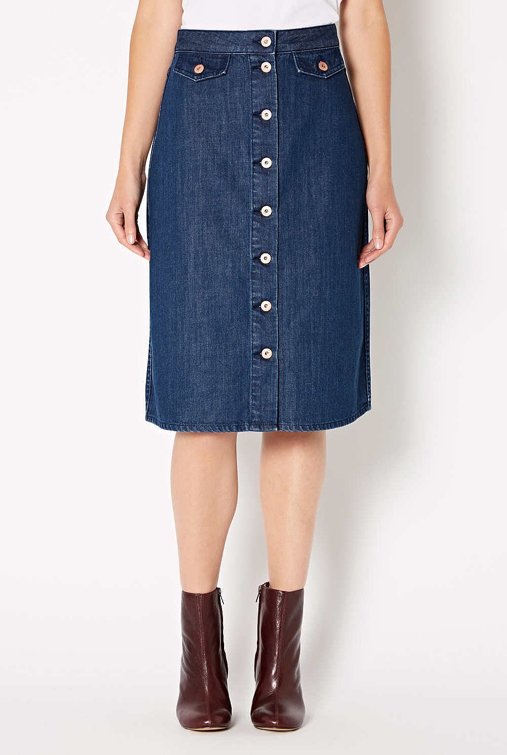 Button Denim Skirt