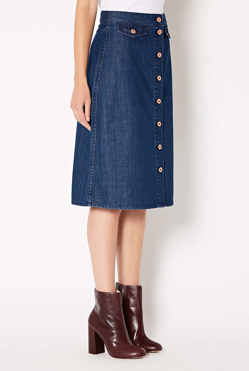 Button Denim Skirt