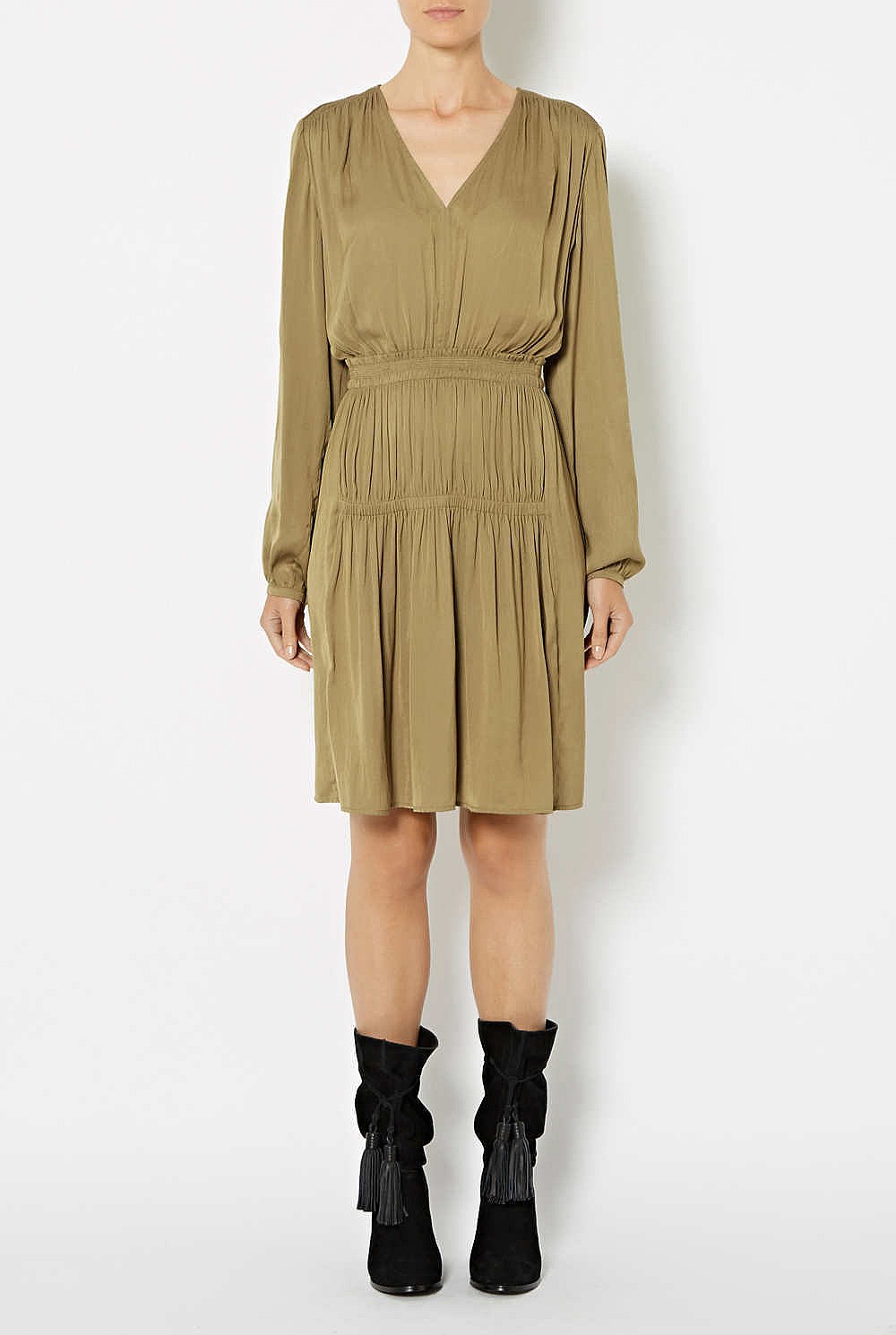 Long Sleeve Gather Dress