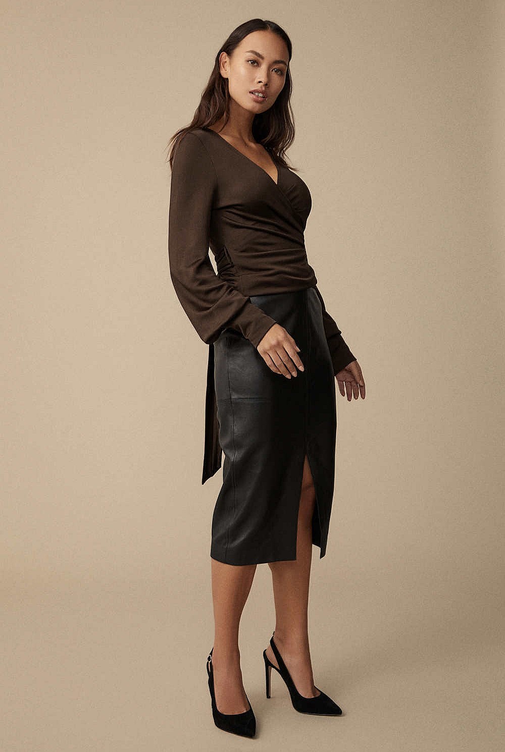 Long Sleeve V Neck Wrap