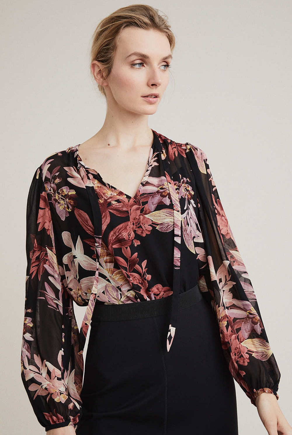 Print Georgette Puff Blouse