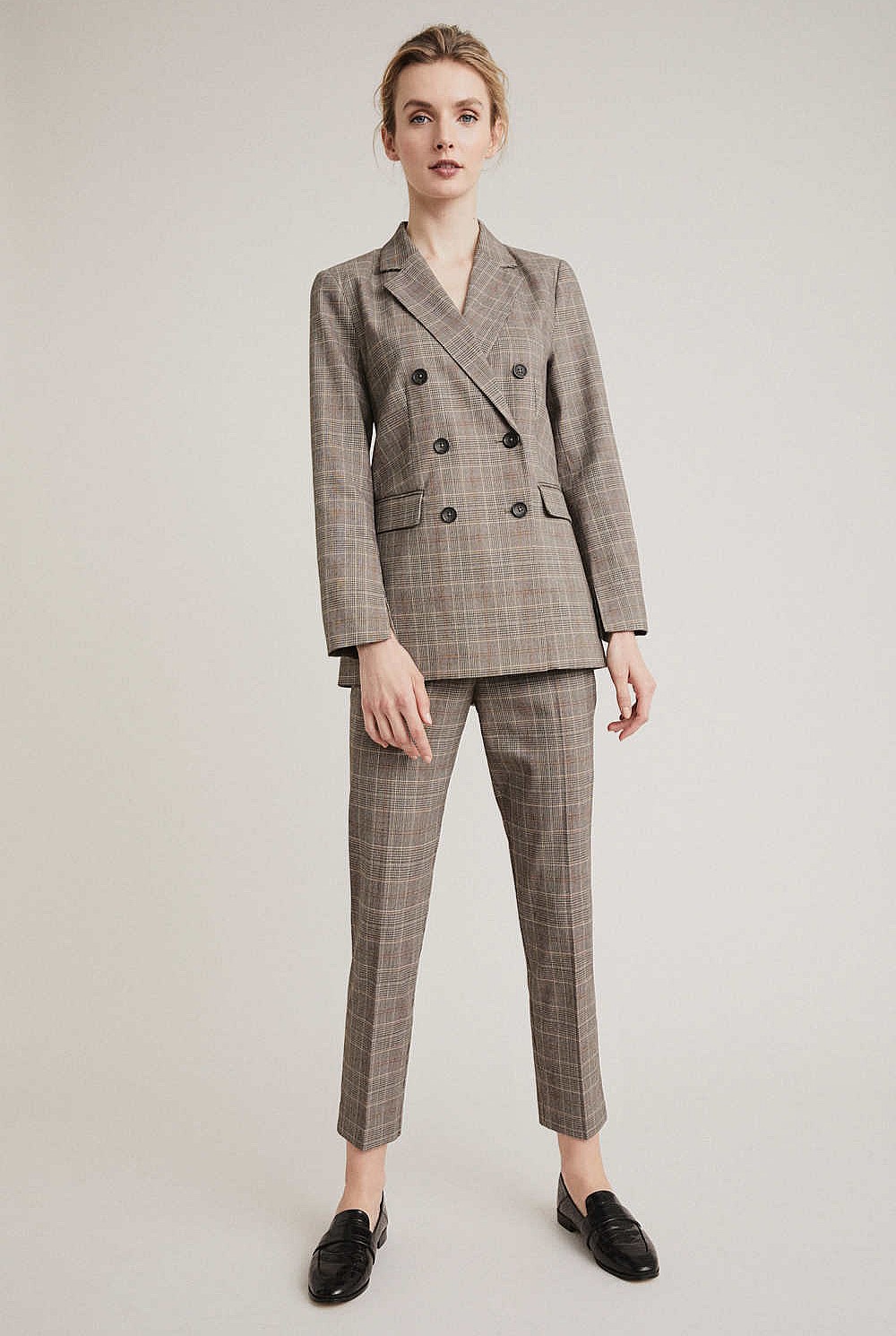 Double Breasted Check Blazer