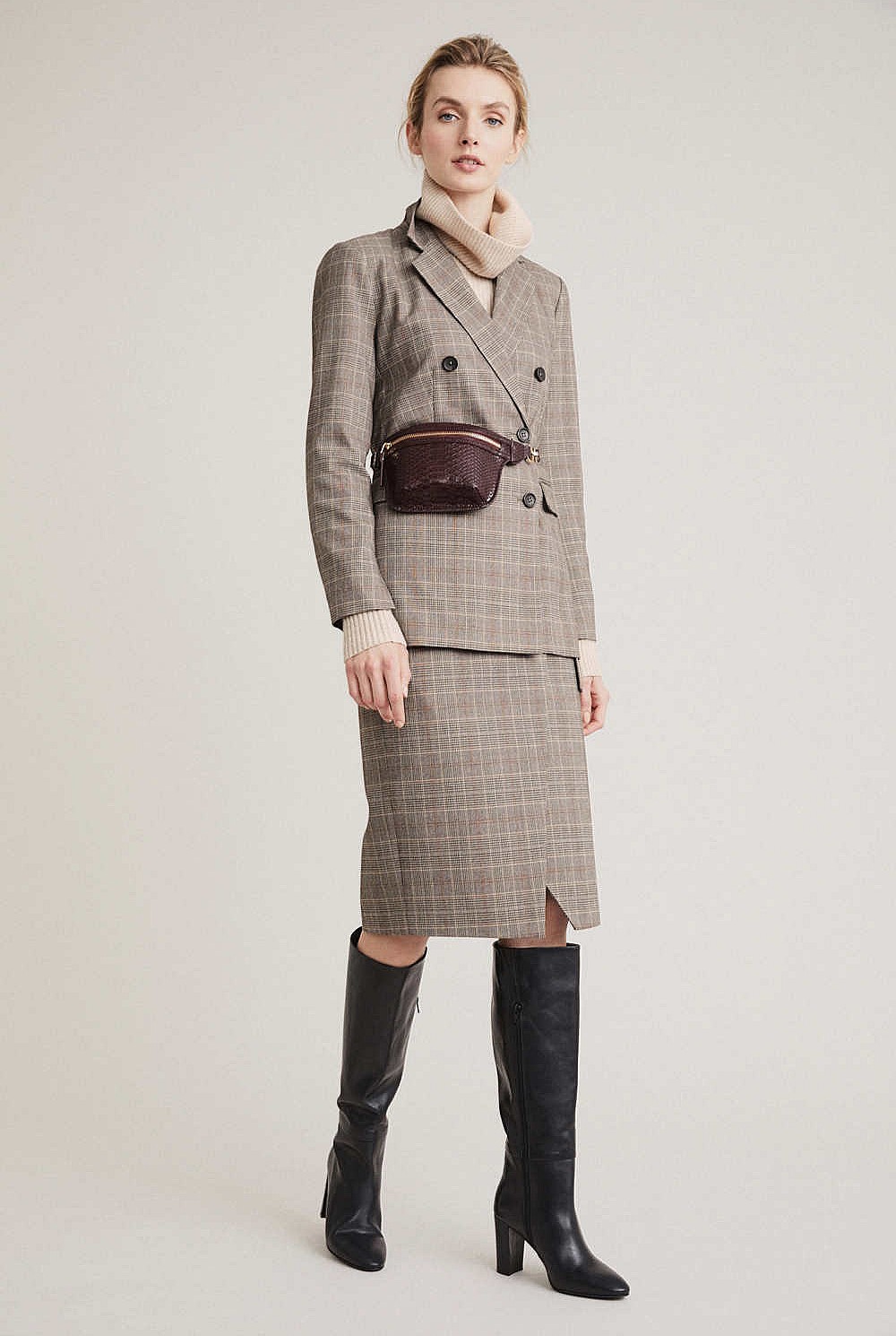Double Breasted Check Blazer