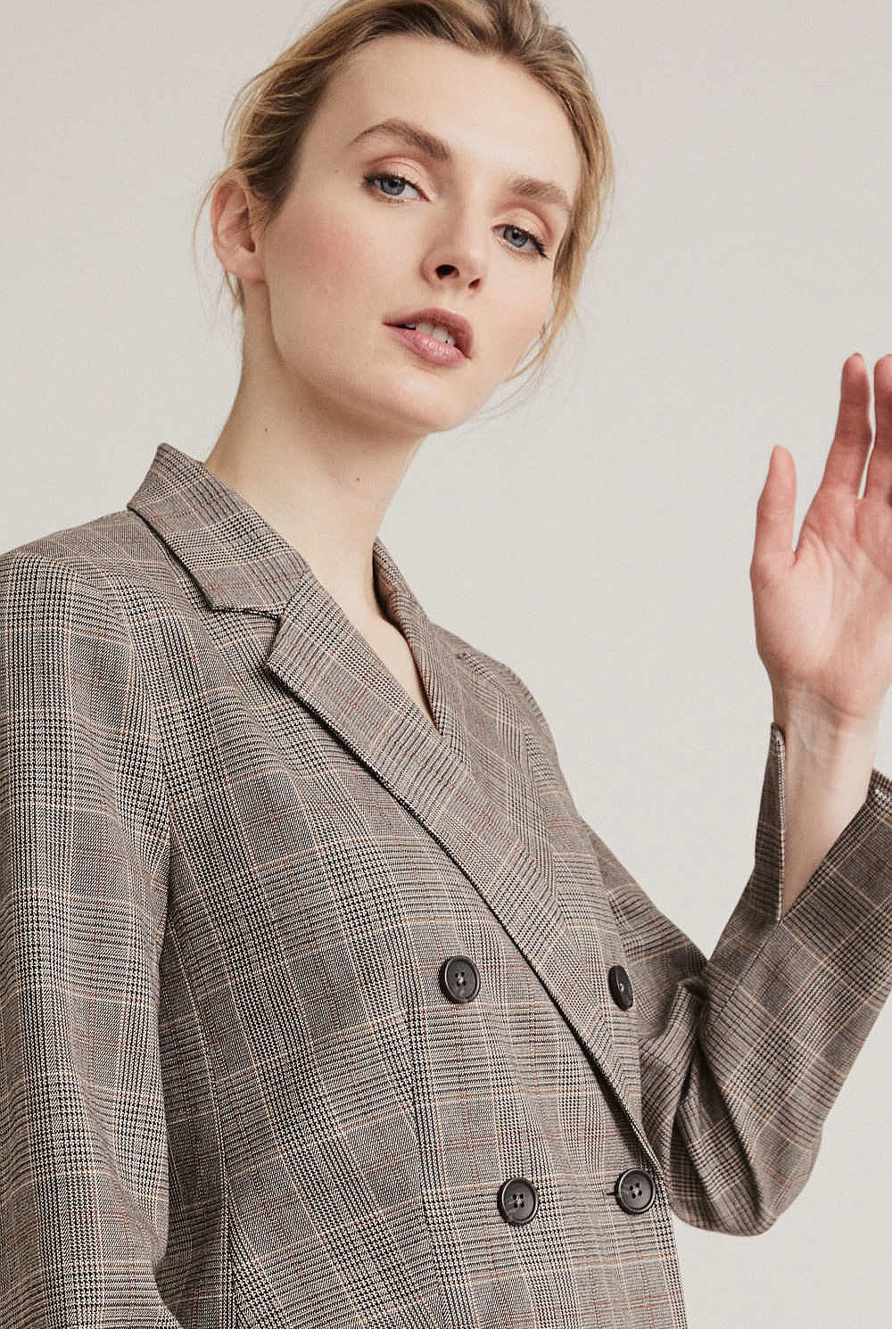 Double Breasted Check Blazer
