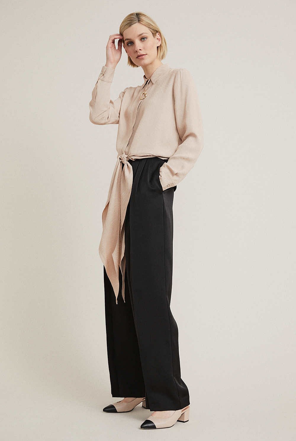Textured Tie Blouse