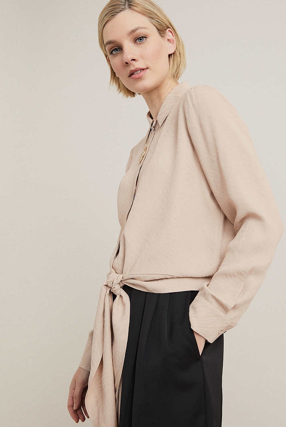 Textured Tie Blouse