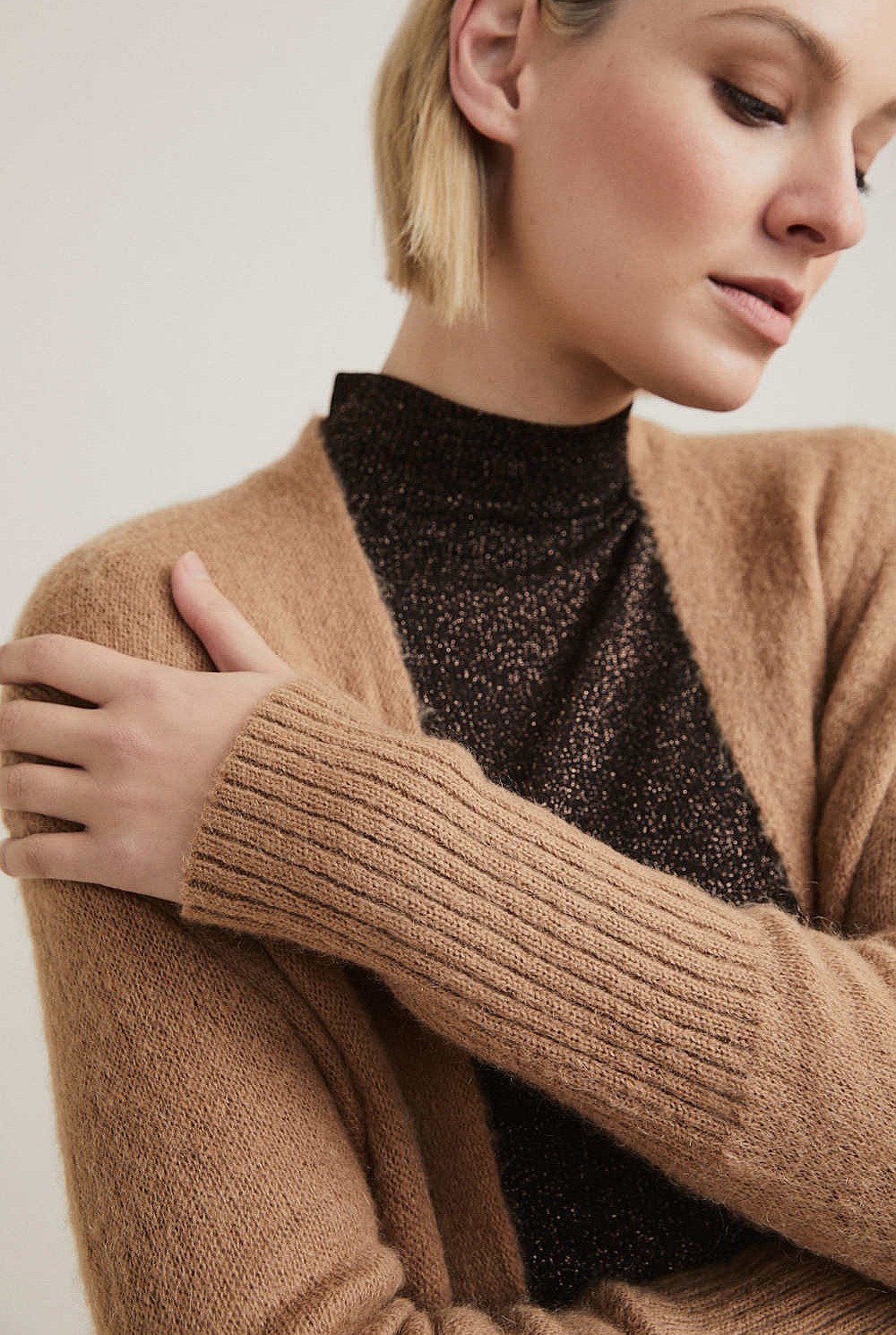 Rib Trim Long Cardigan