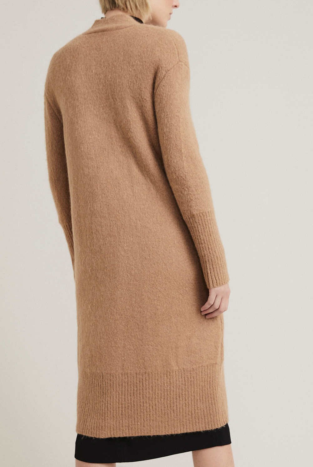 Rib Trim Long Cardigan