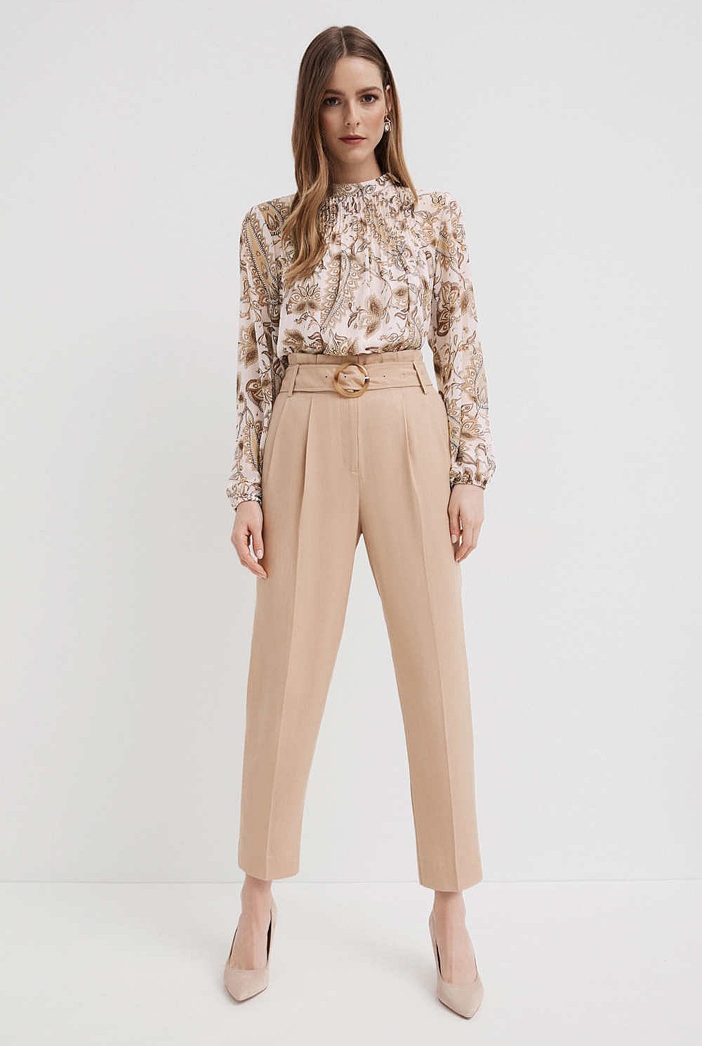 Long Sleeve Pleat Blouse
