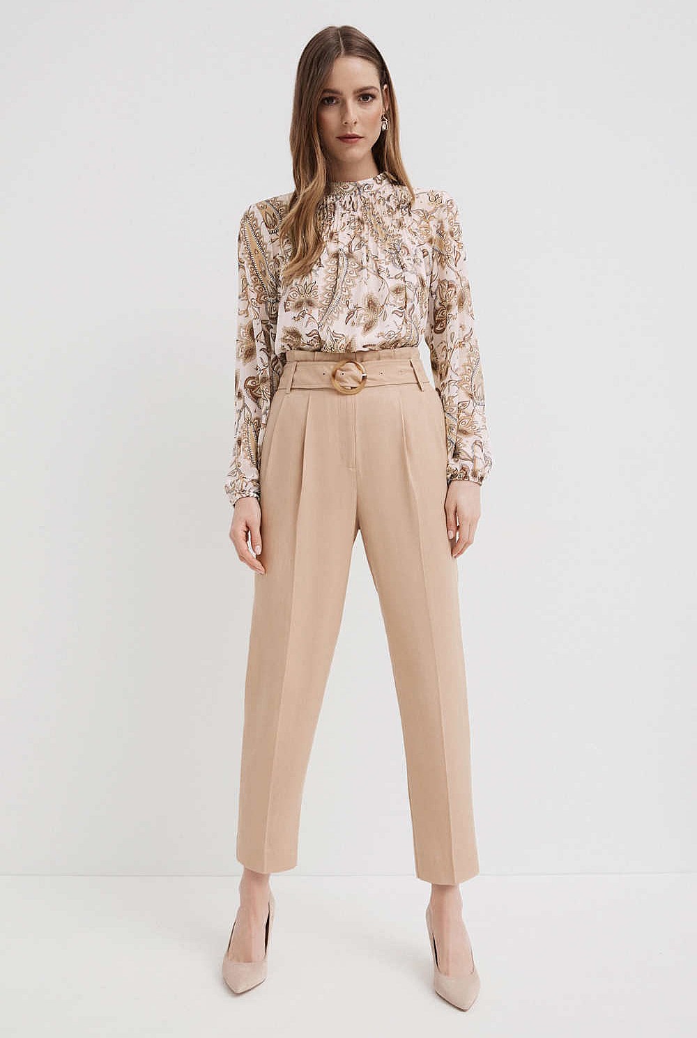 Long Sleeve Pleat Blouse
