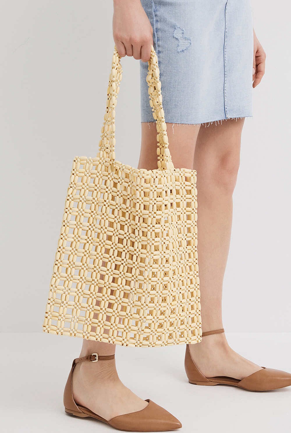 Cara Wood Beaded Tote