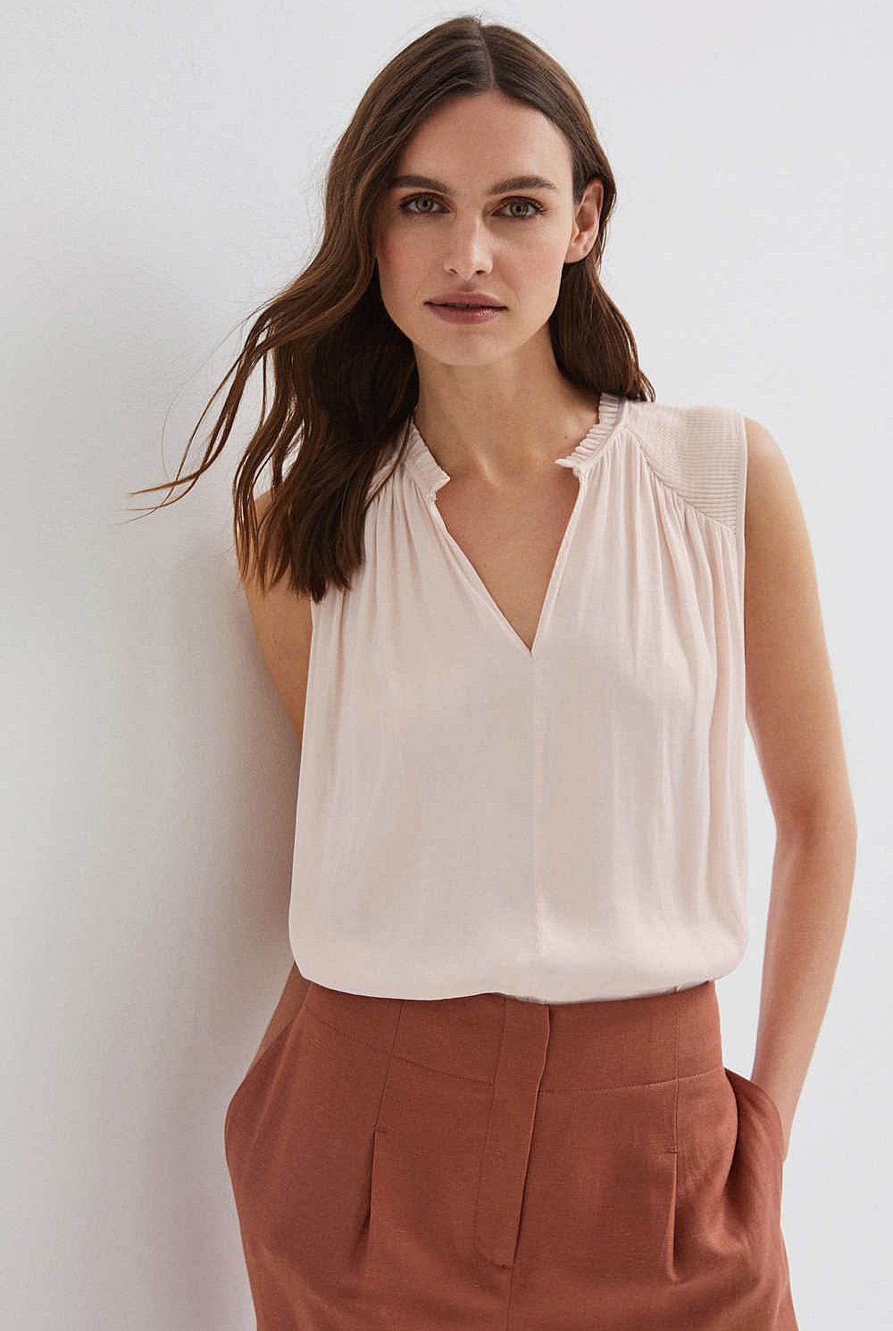 Pleated Shoulder Blouse