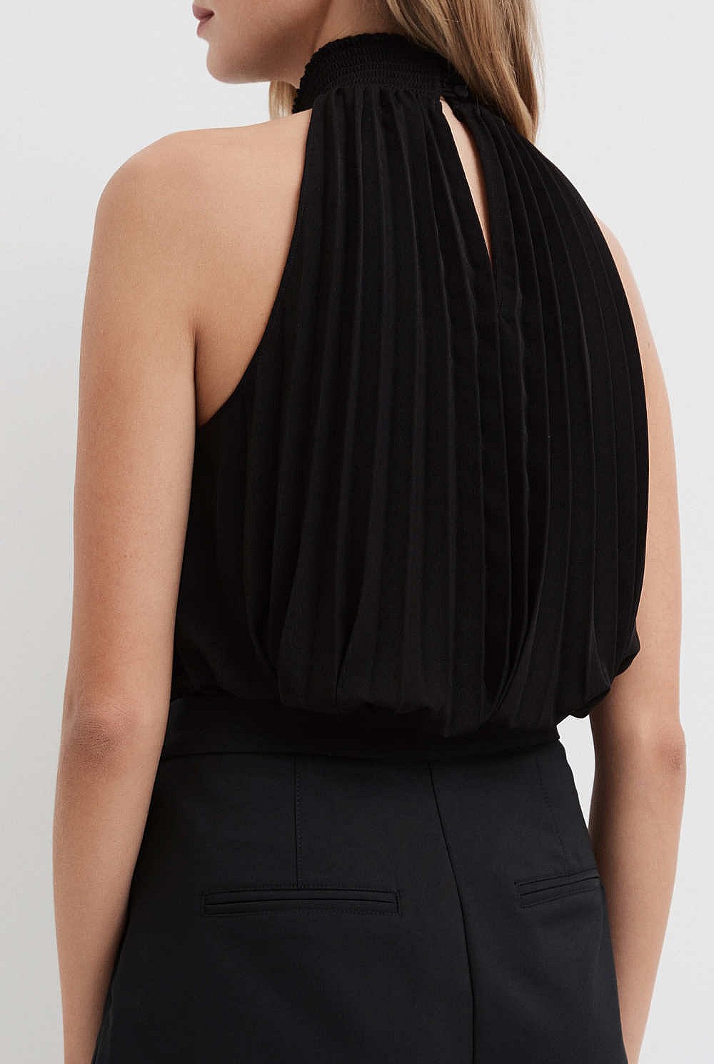 High Neck Pleat Top