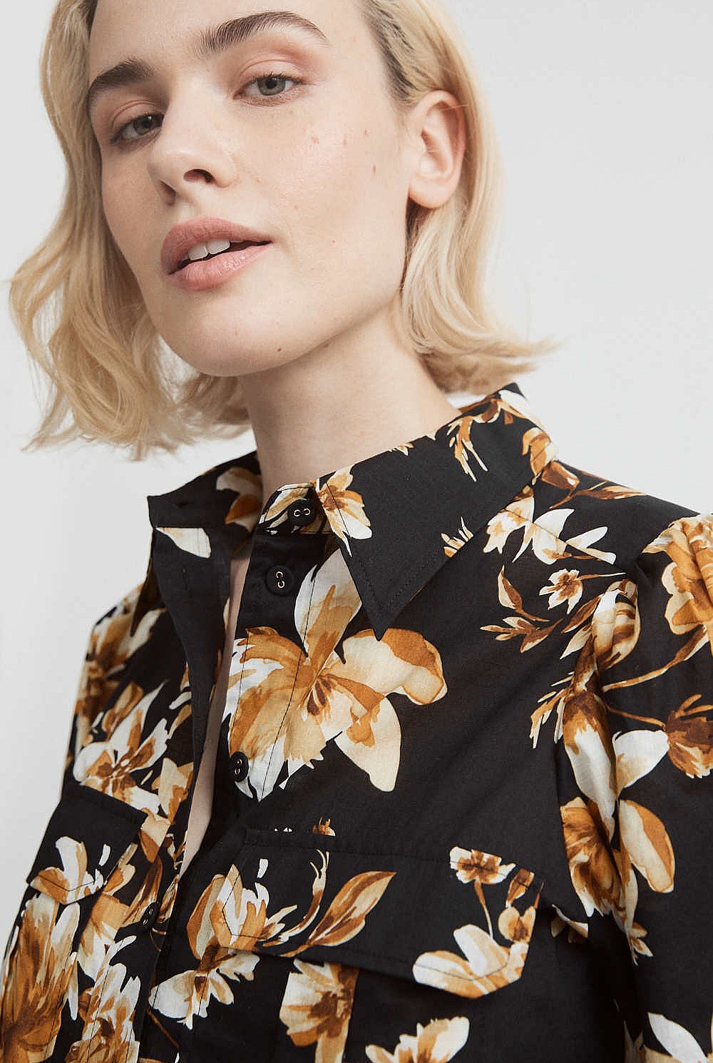 Print Puff Sleeve Shirt