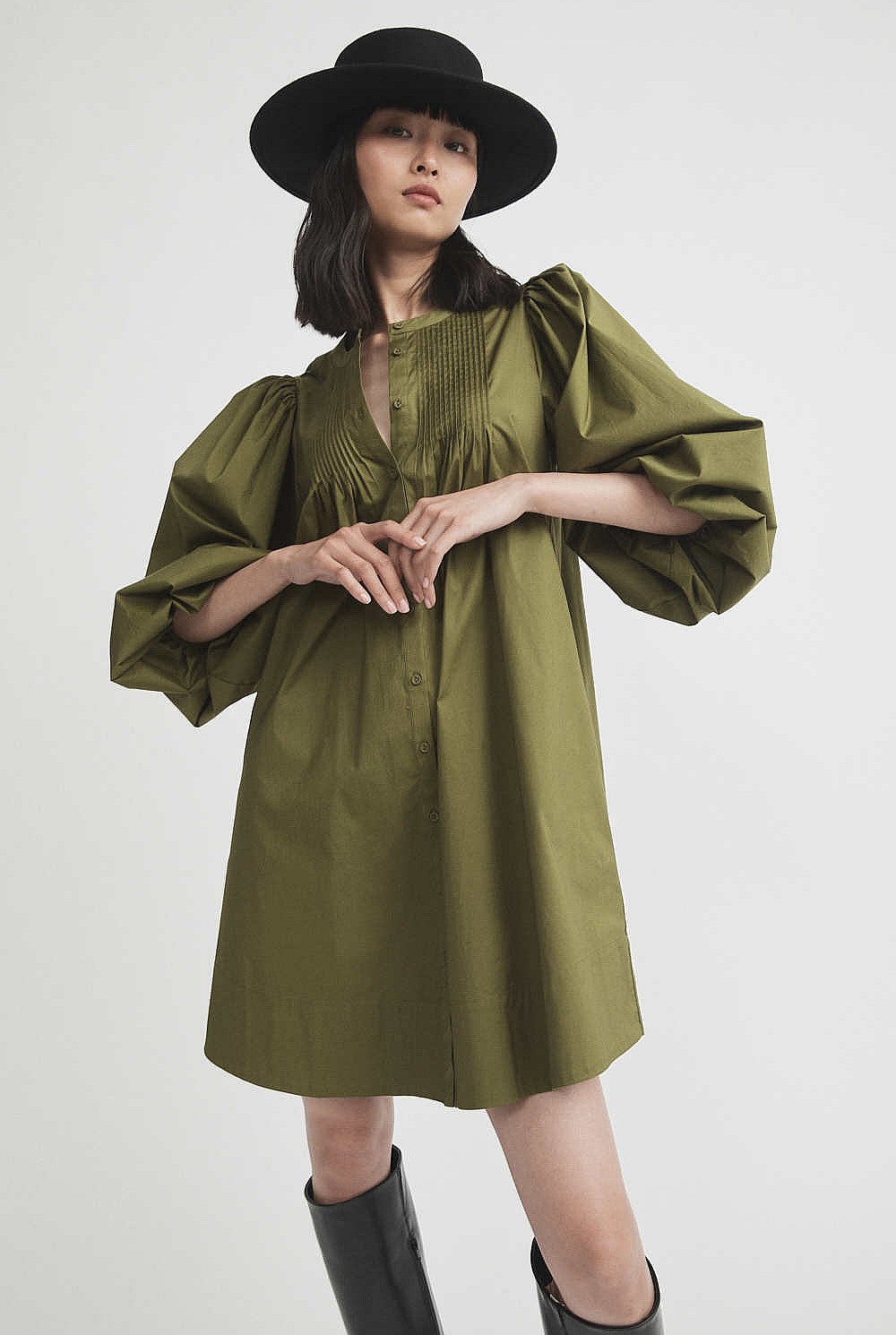 Pintuck Trapeze Dress