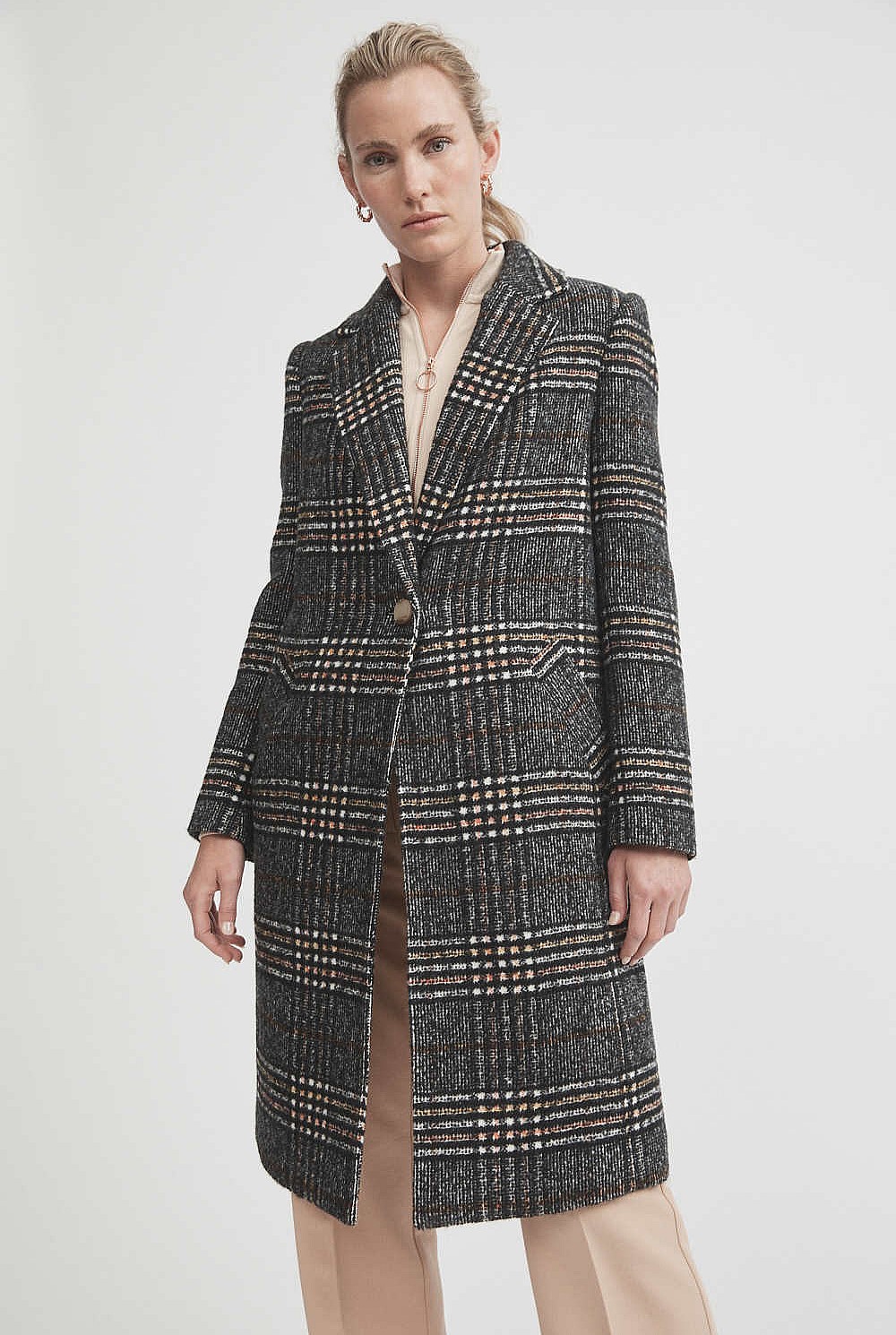 Multi Check Coat Gold Multi Check Coat - Women's Coats | Witchery