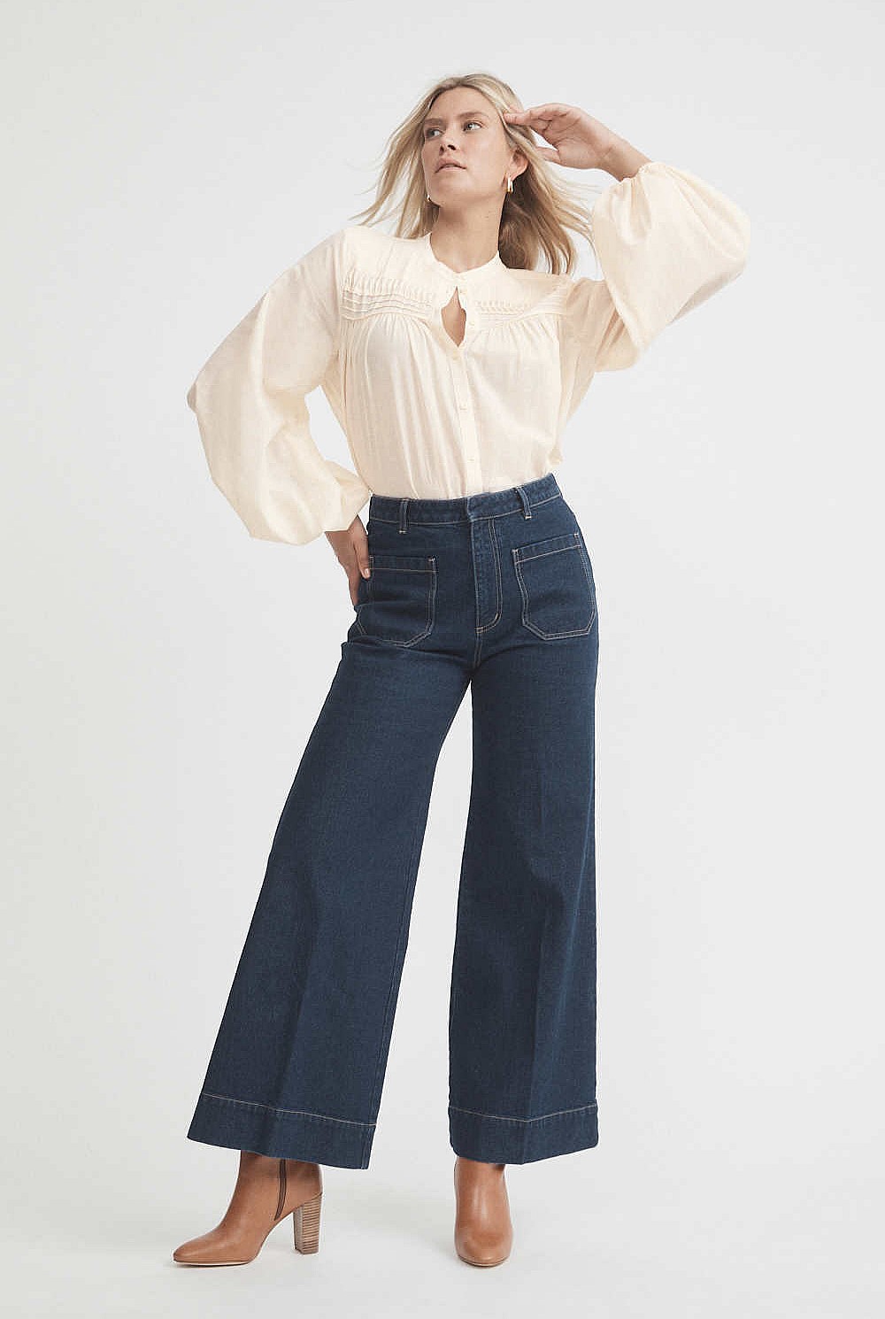 Cotton Pintuck Detail Blouse