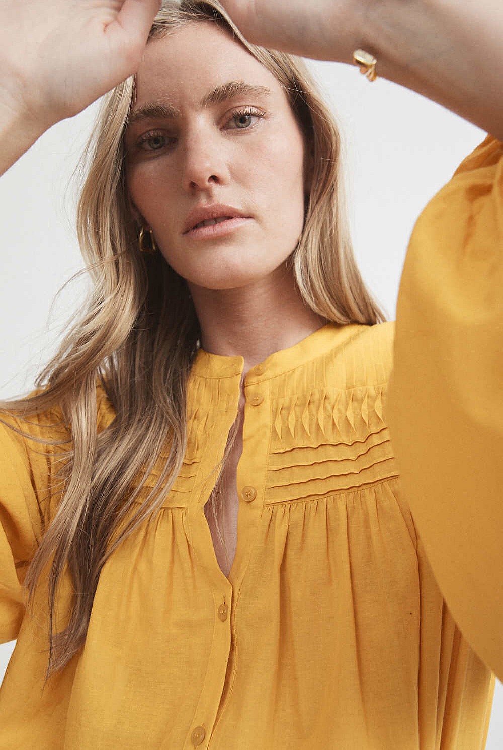 Cotton Pintuck Detail Blouse