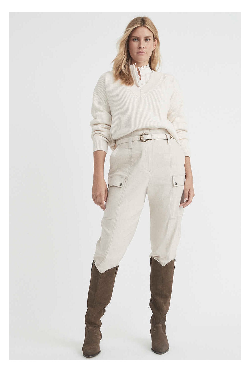 Self-Stripe Lace Blouse