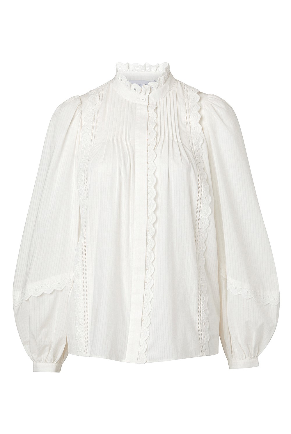 Self-Stripe Lace Blouse