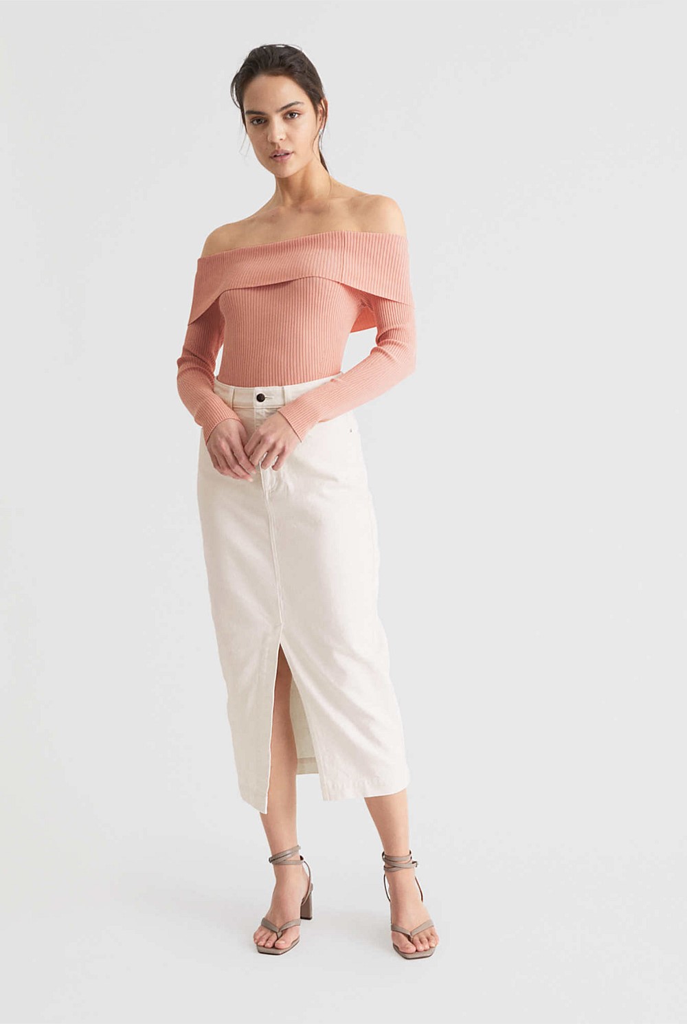Off Shoulder Rib Knit