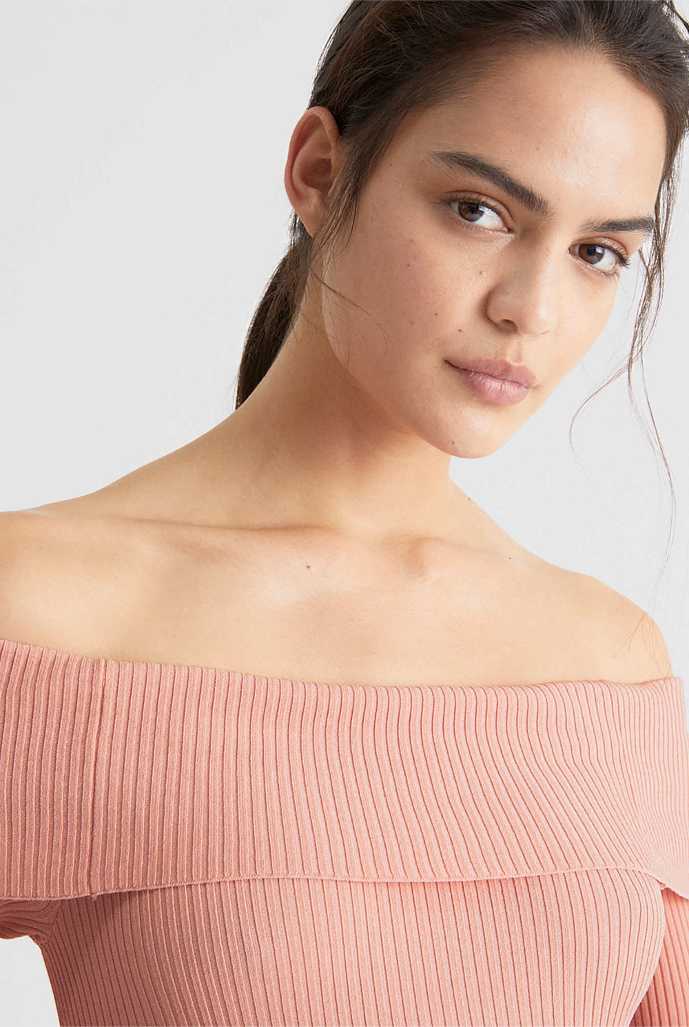 Off Shoulder Rib Knit