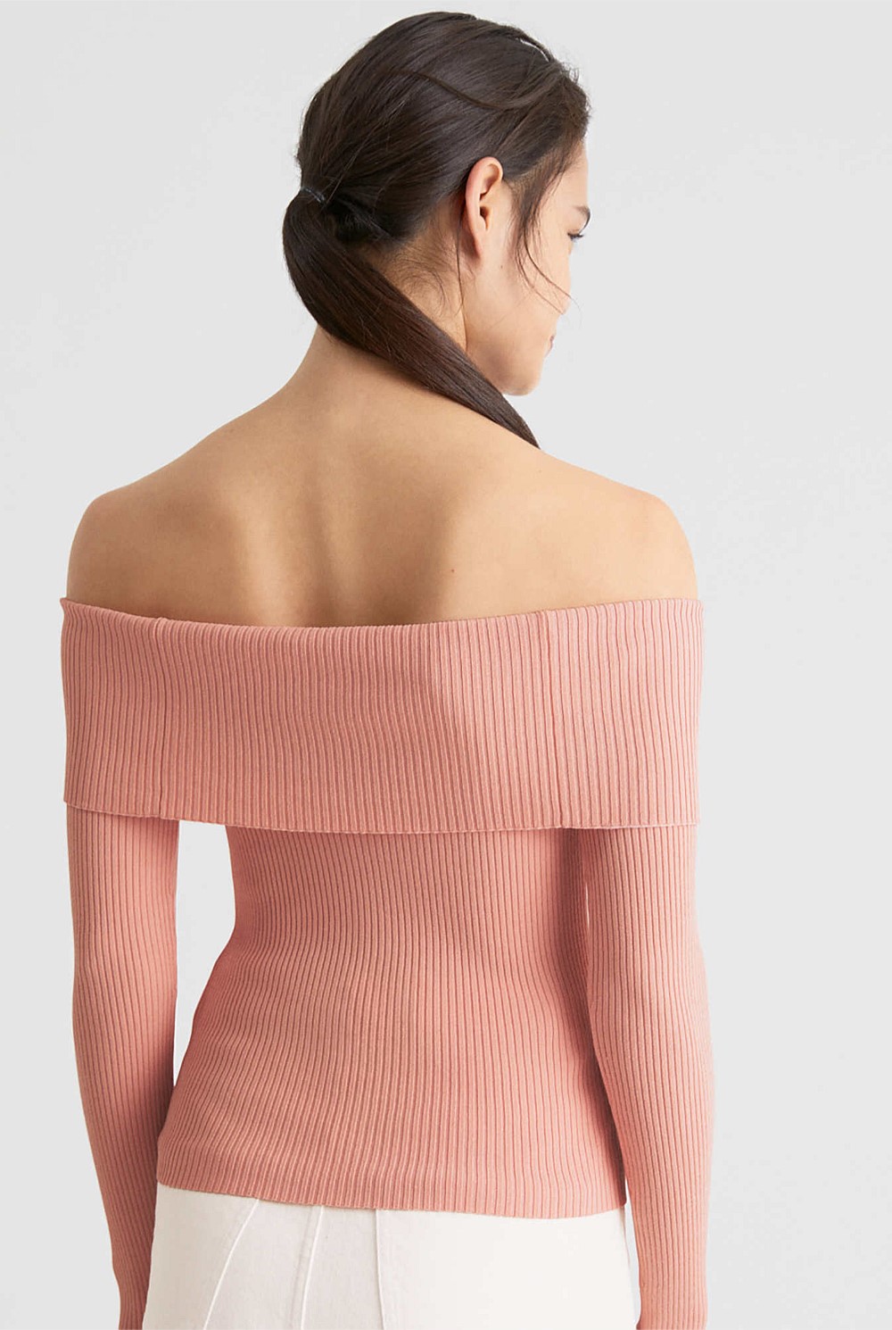 Off Shoulder Rib Knit