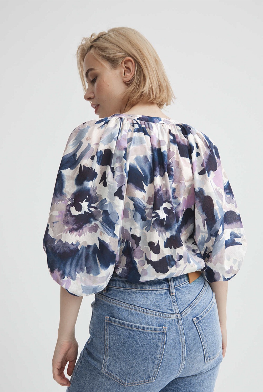 Print Puff Sleeve Blouse