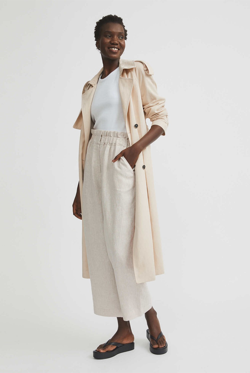Waist Detail Linen Pant