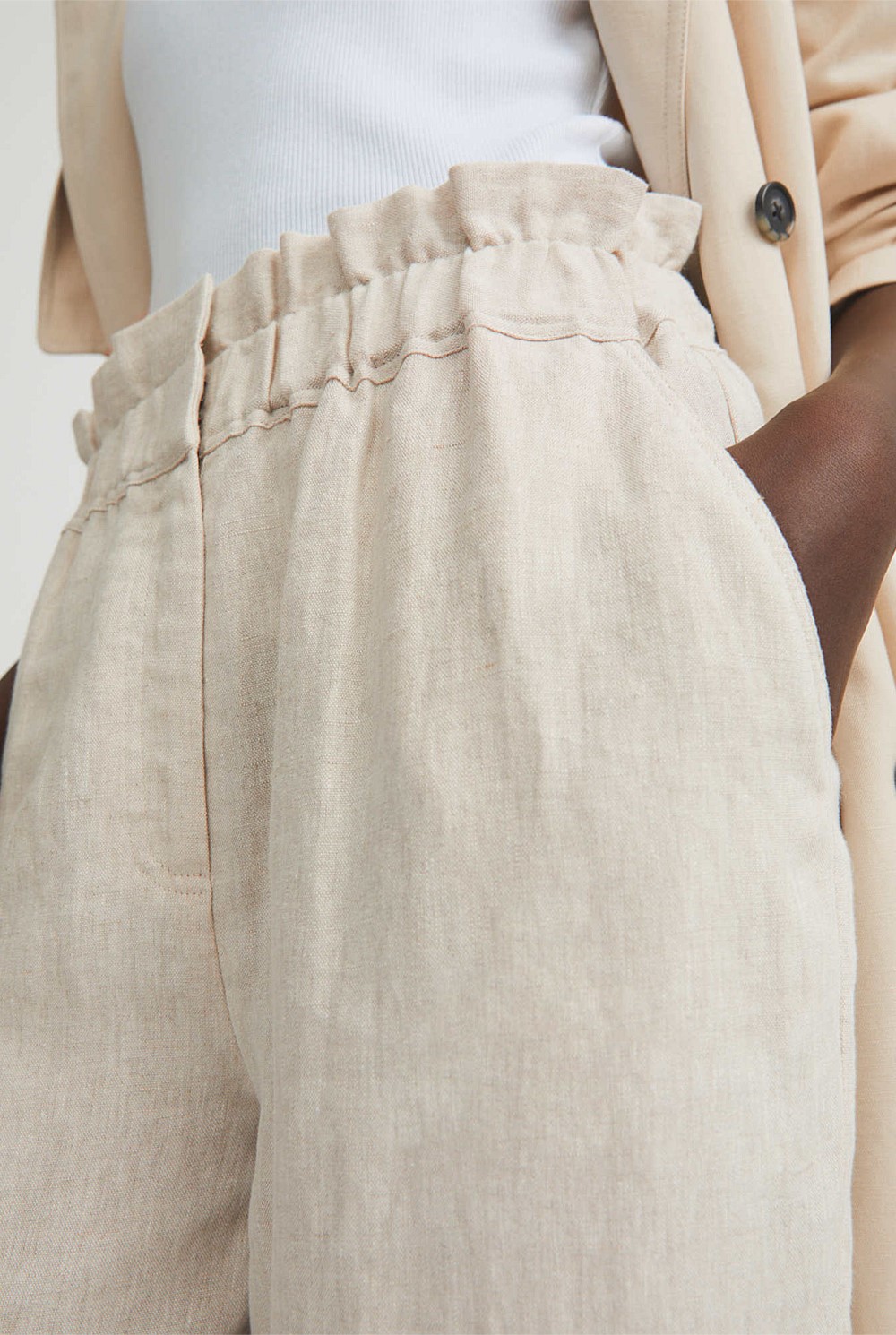 Waist Detail Linen Pant