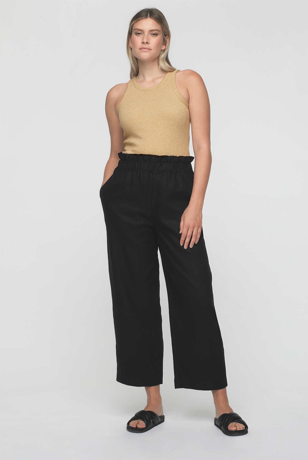 Waist Detail Linen Pant