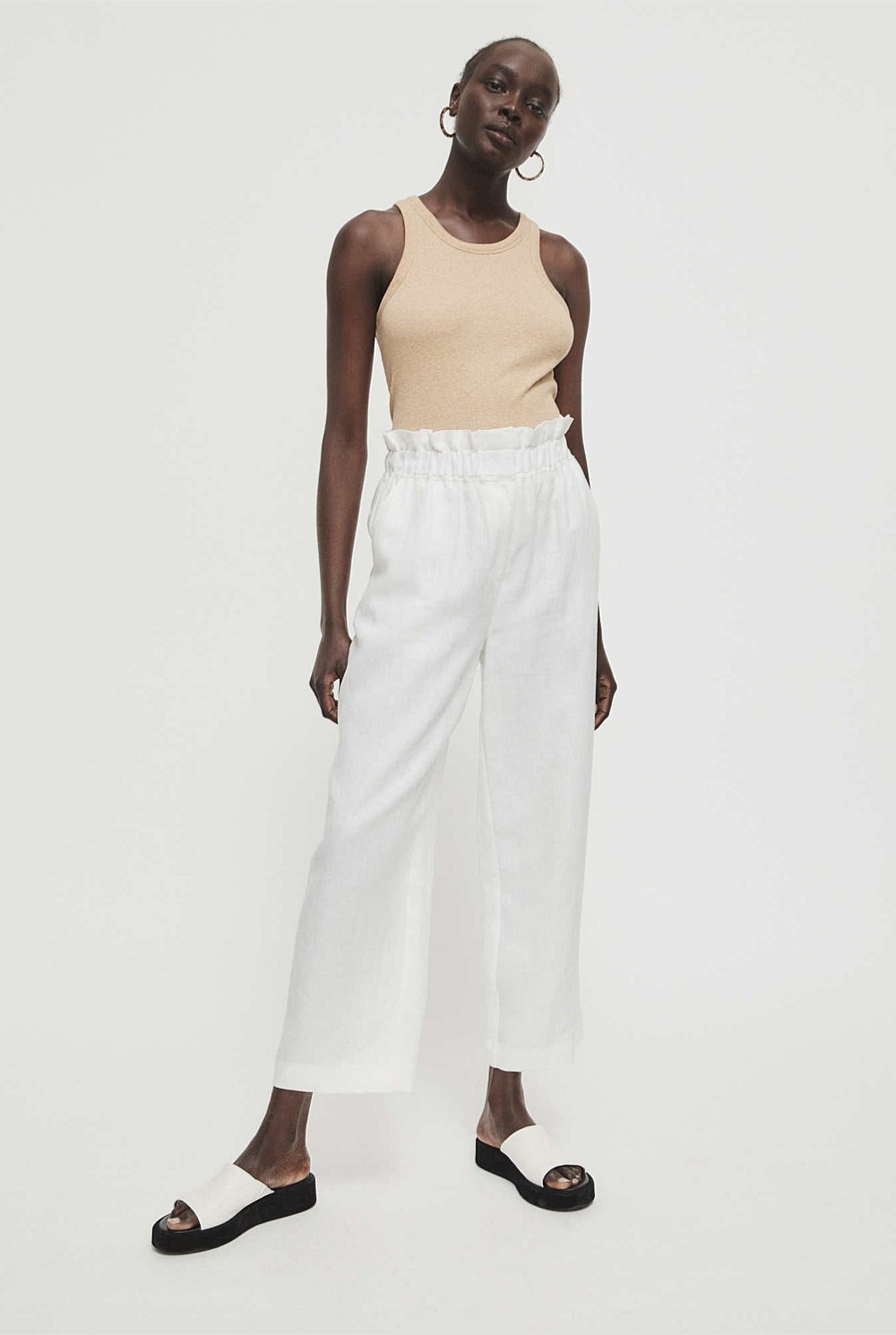 Waist Detail Linen Pant