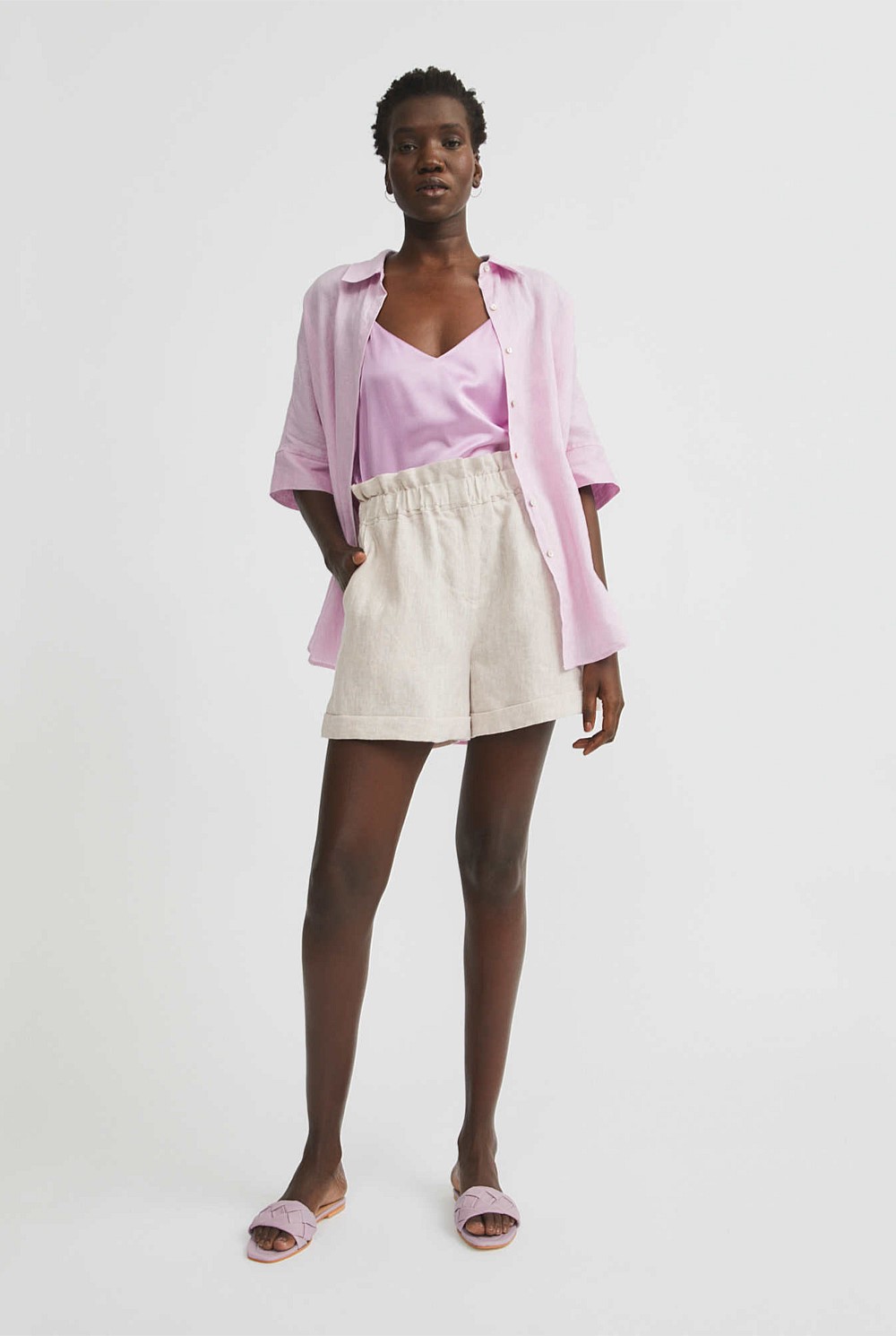Waist Detail Linen Short