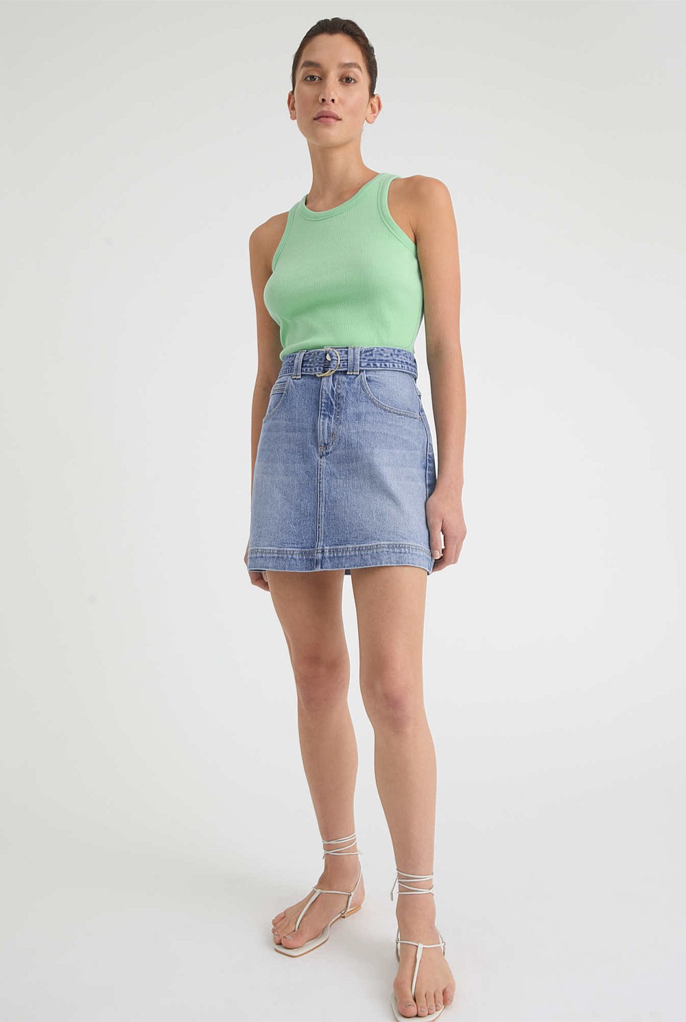 Spearmint Racer Rib Tank - Women's Sleeveless Tops | Witchery