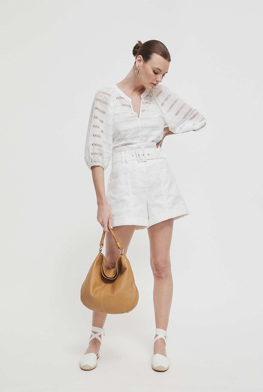 Lattice Split Neck Blouse